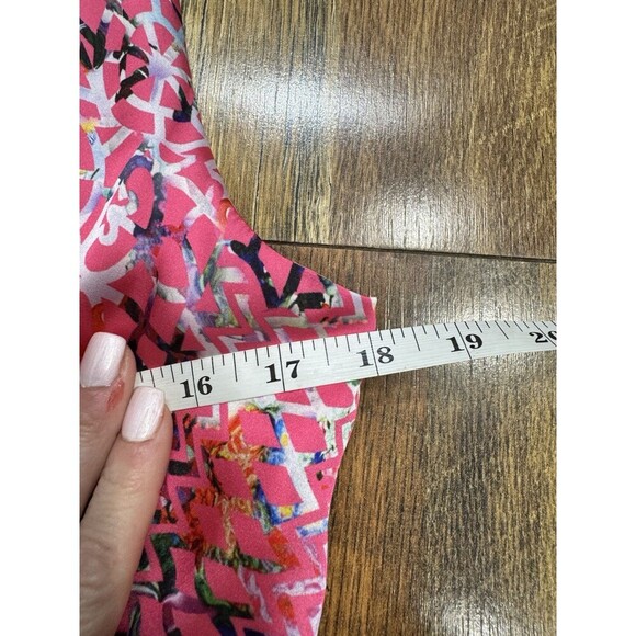 Cynthia Rowley 6 Pink Lattice Garden V Neck Hi Low Hem Pleated Sleeveless Dress - Picture 7 of 9